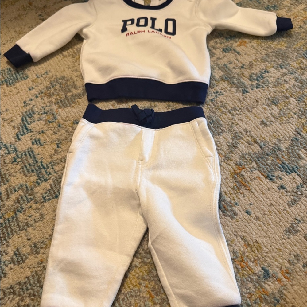 Polo by Ralph Lauren White and Blue Sweatpants